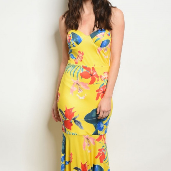 Sale 🌹Sun Floral Dress Maxi Yellow Summer - Picture 2 of 4